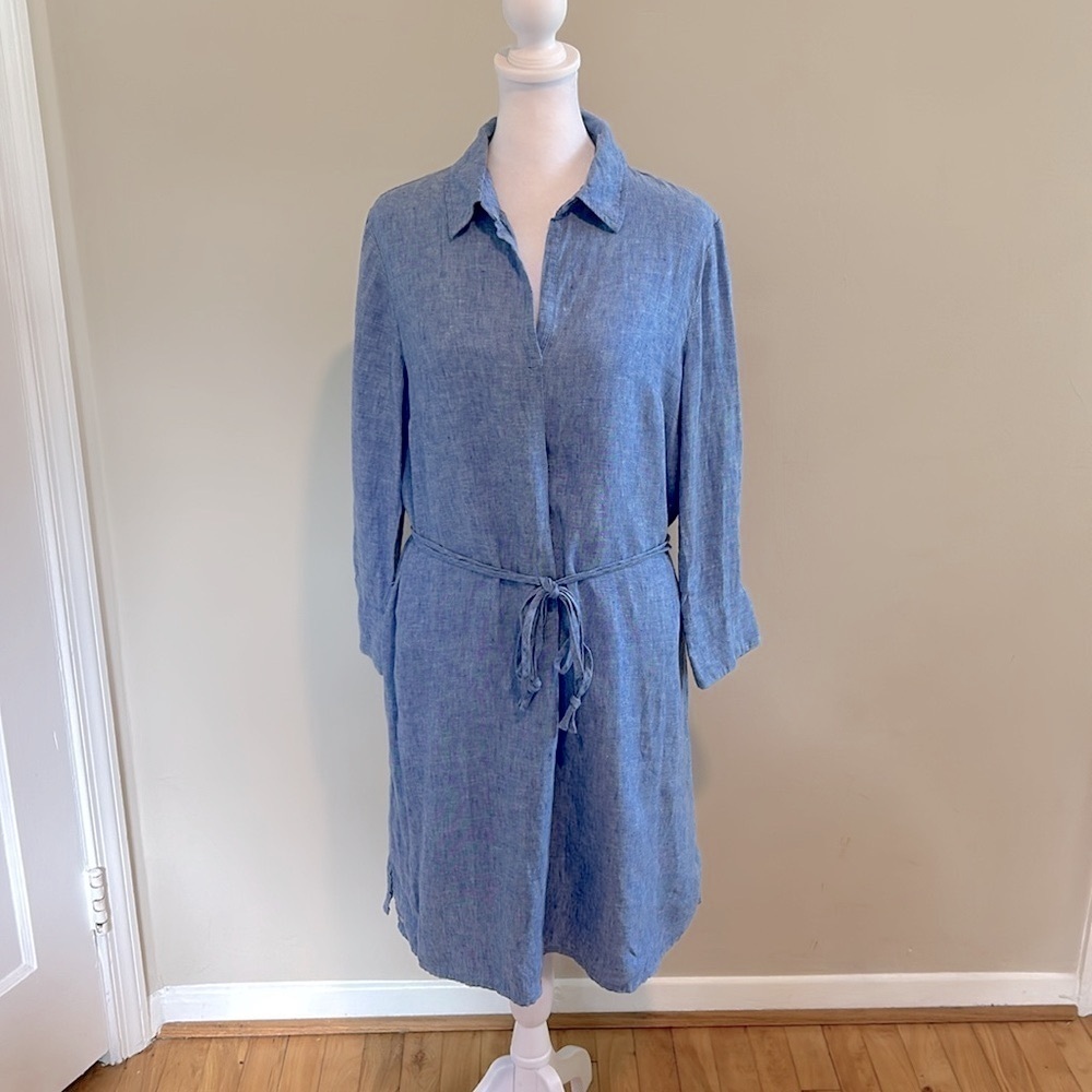 Lilly Pulitzer Pilar Tunic 3/4 Sleeve Linen Dress Beckon Blue Size Small - Picture 8 of 13